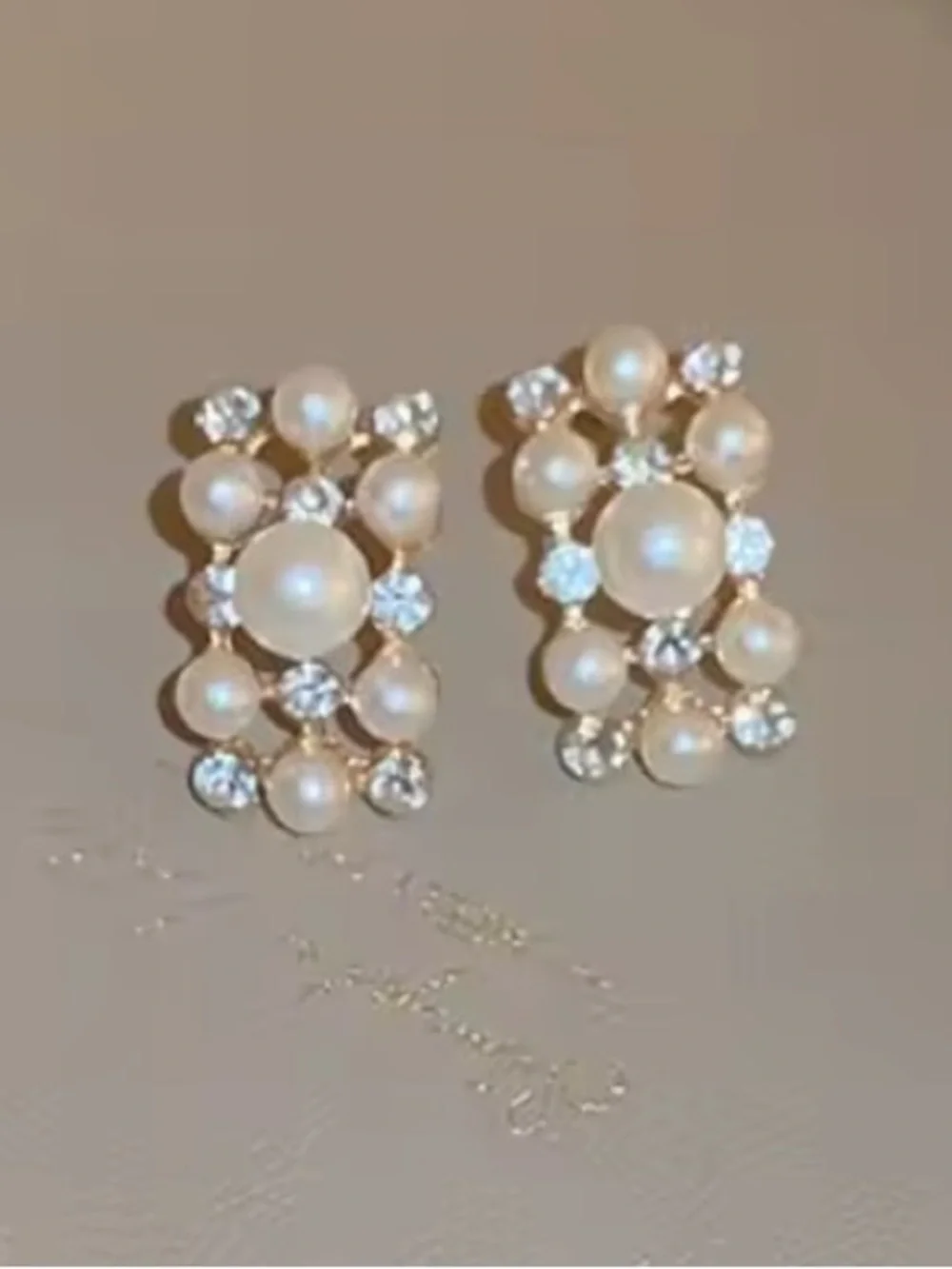 Pearl and Crystal Statement Earrings - White Pearls